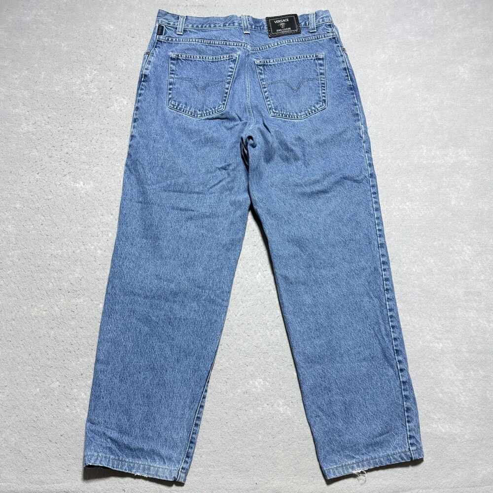 Vintage 90s Versace Jeans Couture Blue Stonewash Denim Mens 34x30 Made In Italy